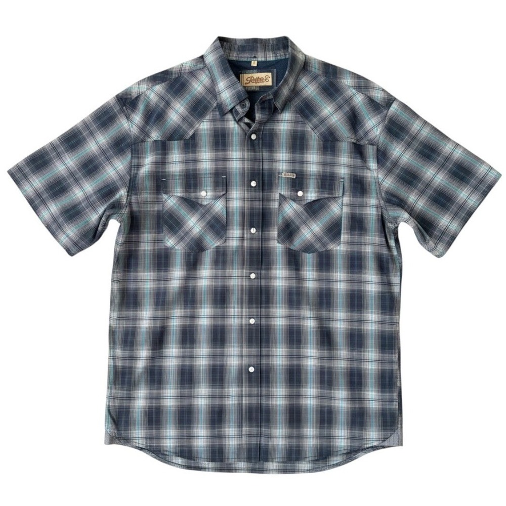 Rafter C Mens Plaid Western Snap Shirt Large Short Sleeve Outdoor Utility Cowboy